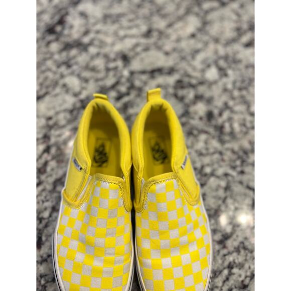 VANS slip on shoes kids size 3 yellow checkered - Picture 5 of 12